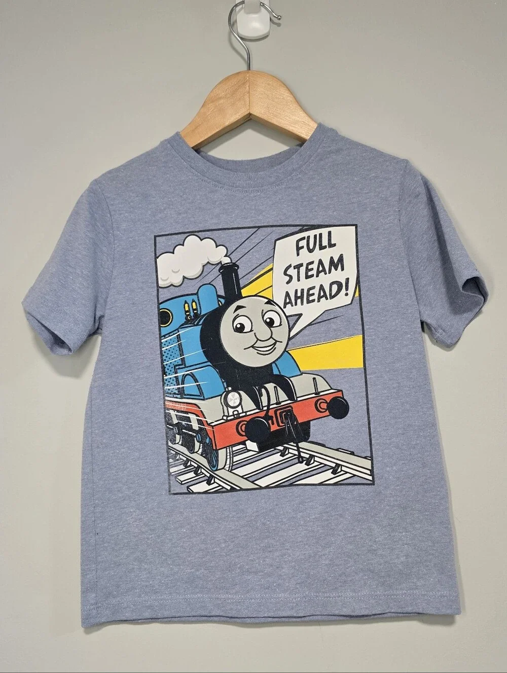 GAP Kids Light Blue Thomas & Friends 'Full Steam Ahead' Graphic T Vintage Style.